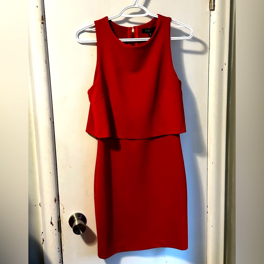 Dynamite - gorgeous red fitted dress with unique top. Perfect for parties/events